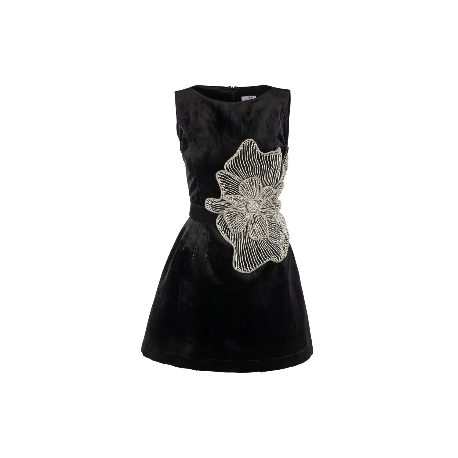 Dress Velvet Flower - black, mini